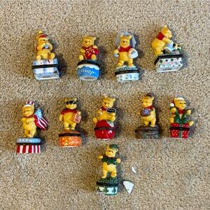 Disney Winnie the Pooh Porcelain Hinged Trinket Boxes Bundle Lot of 10